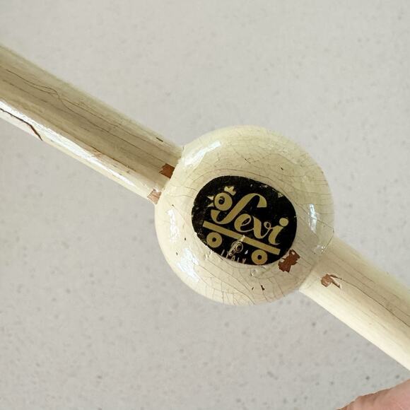 1960's Hand Painted Child's Hanger Sevi Decor Wood & Metal Girl Brown Hair - Picture 5 of 5